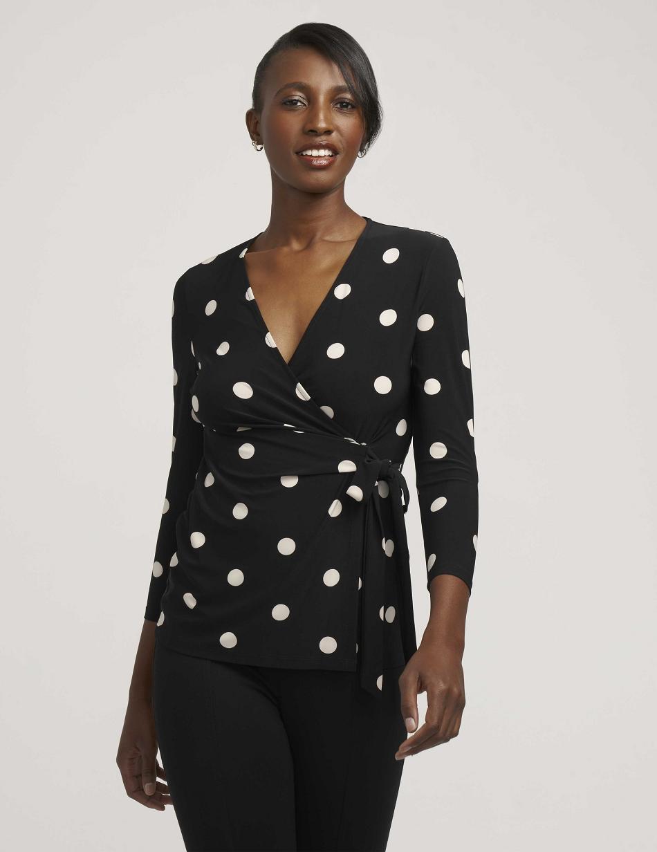 Menue Anne Klein Printed Faux Wrap Top   | KFQ-1881538